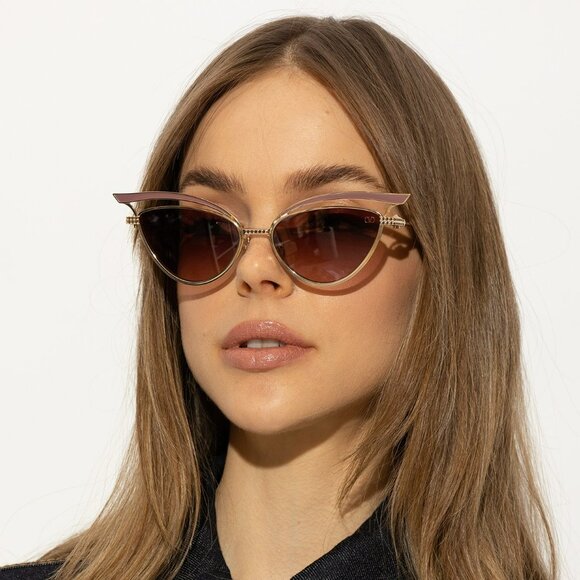 Valentino Women Sunglasses Titanium Gold Grey CAt Eye V - GLASSLINER VLS-118B-55 - Picture 1 of 15